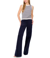 Ted Baker London Geo Pattern Knit Crew Neck Sleeveless Shell Top