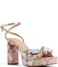 Ted Baker London Hallie Floral Print Bow Platform Block Heel Dress Sandals