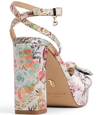 Ted Baker London Hallie Floral Print Bow Platform Block Heel Dress Sandals