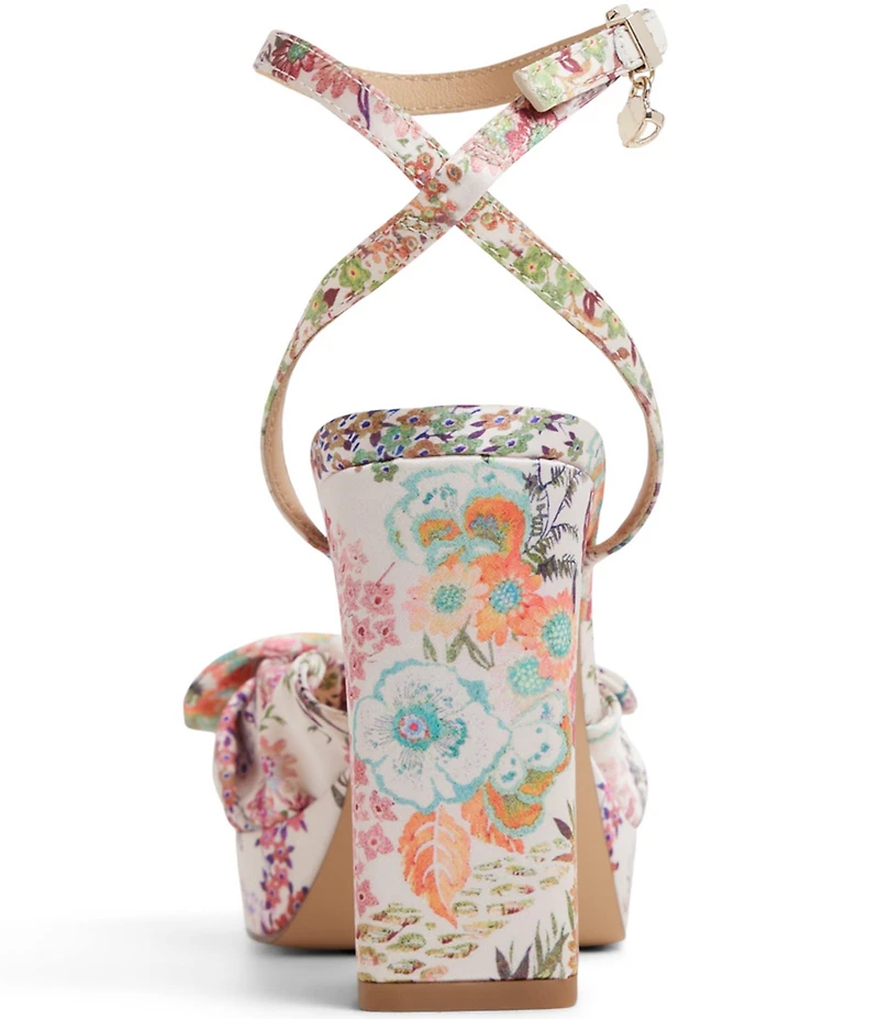 Ted Baker London Hallie Floral Print Bow Platform Block Heel Dress Sandals