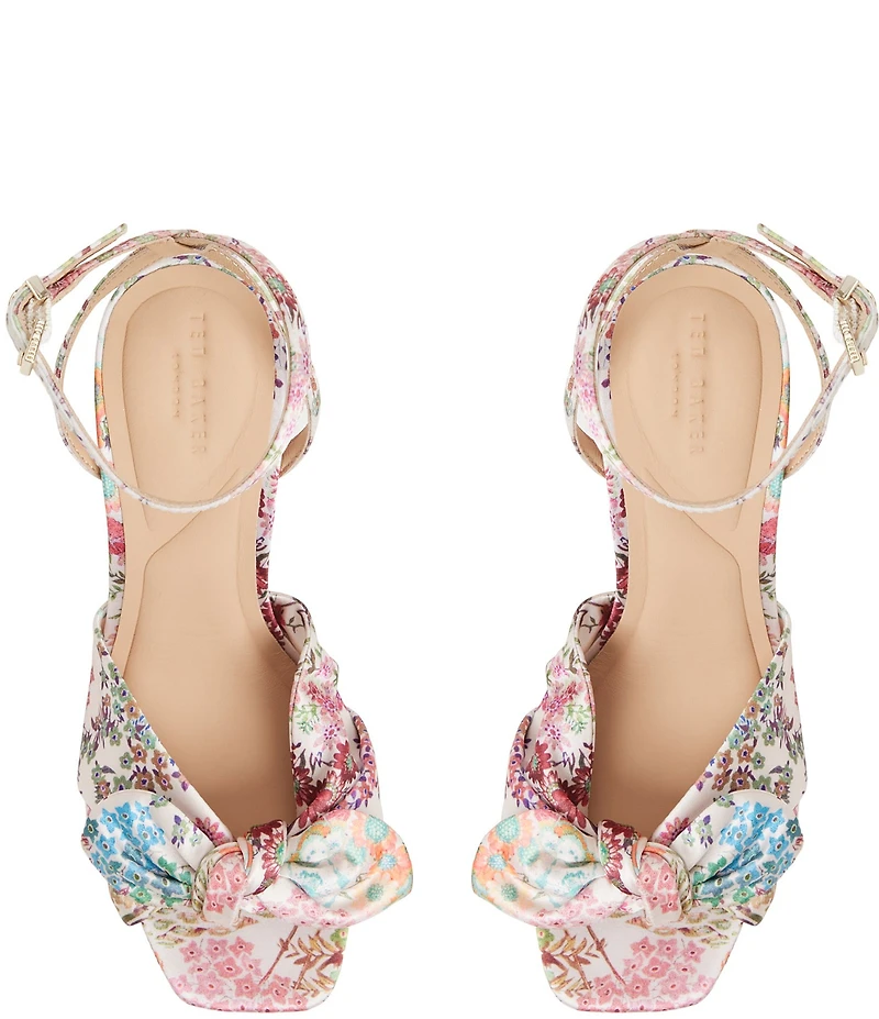 Ted Baker London Hallie Floral Print Bow Platform Block Heel Dress Sandals