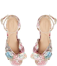 Ted Baker London Hallie Floral Print Bow Platform Block Heel Dress Sandals