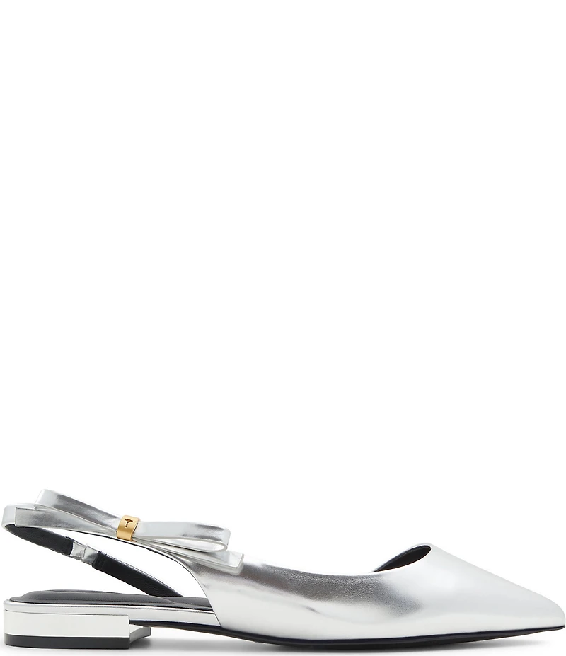 Ted Baker London Jane Bow Metallic Leather Slingback Flats