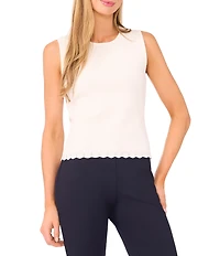 Ted Baker London Knit Crew Neck Sleeveless Ruffle Trim Shell Top