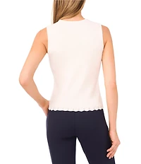 Ted Baker London Knit Crew Neck Sleeveless Ruffle Trim Shell Top