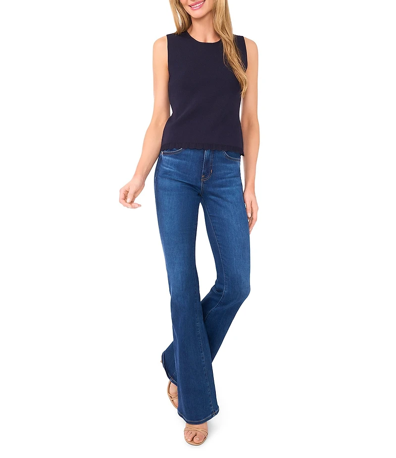 Ted Baker London Knit Crew Neck Sleeveless Ruffle Trim Shell Top