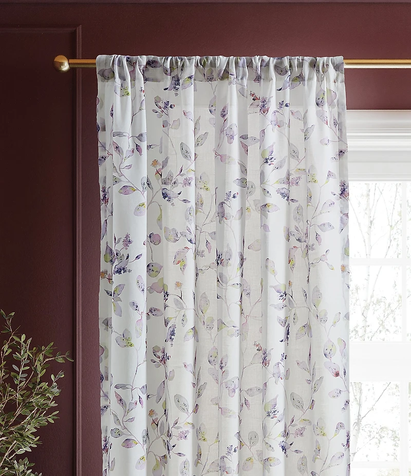 Ted Baker London Lilac Leaf Print Curtain Panel, Set of 2