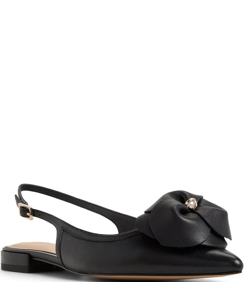 Ted Baker London Lili Rose Leather Flower Ornament Pointed Toe Slingback Flats