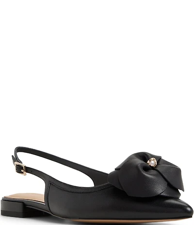 Ted Baker London Lili Rose Leather Flower Ornament Pointed Toe Slingback Flats