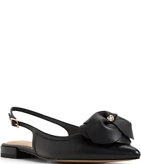 Ted Baker London Lili Rose Leather Flower Ornament Pointed Toe Slingback Flats