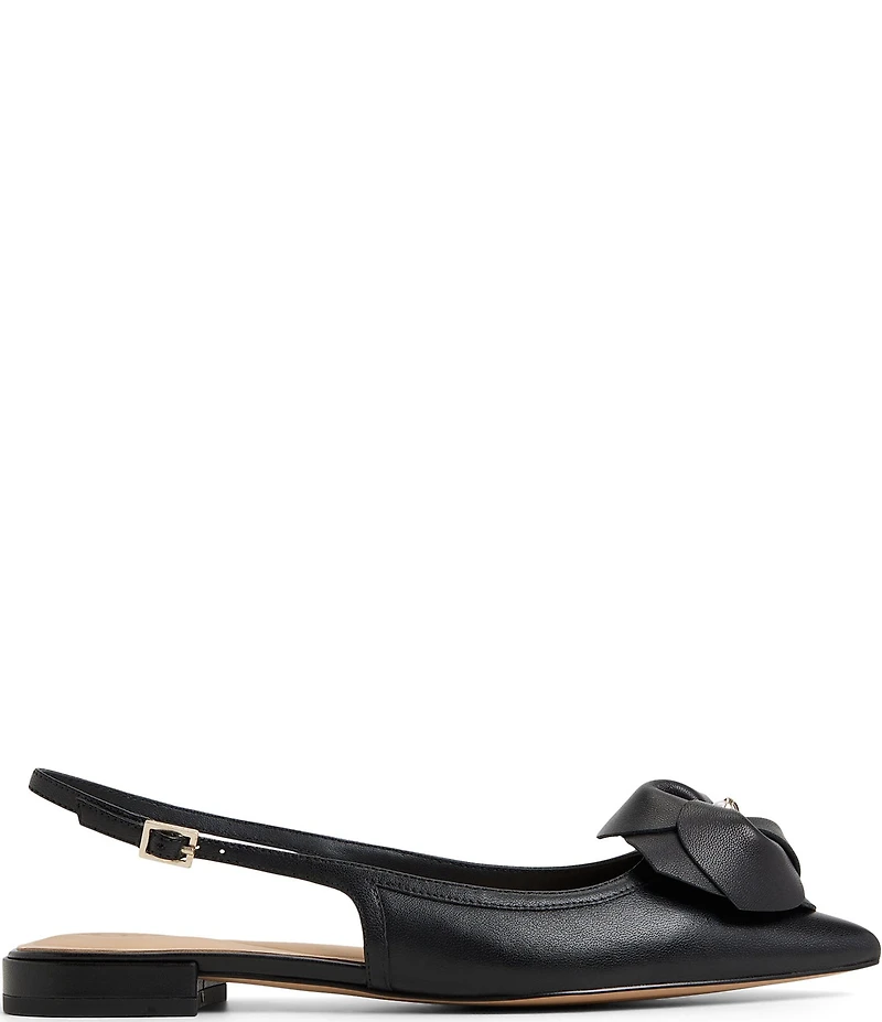 Ted Baker London Lili Rose Leather Flower Ornament Pointed Toe Slingback Flats