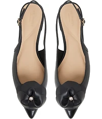 Ted Baker London Lili Rose Leather Flower Ornament Pointed Toe Slingback Flats