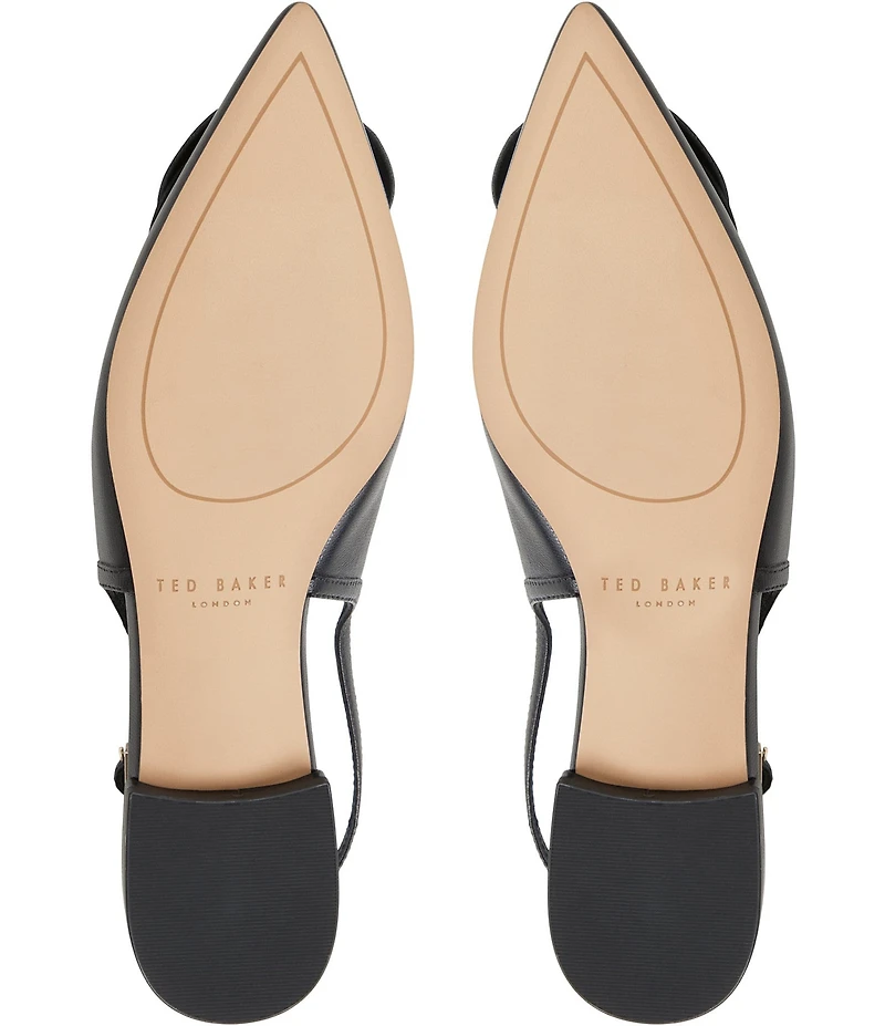 Ted Baker London Lili Rose Leather Flower Ornament Pointed Toe Slingback Flats