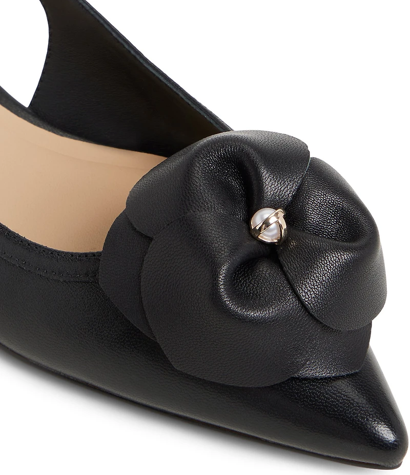 Ted Baker London Lili Rose Leather Flower Ornament Pointed Toe Slingback Flats