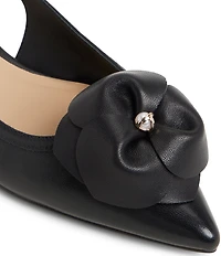 Ted Baker London Lili Rose Leather Flower Ornament Pointed Toe Slingback Flats