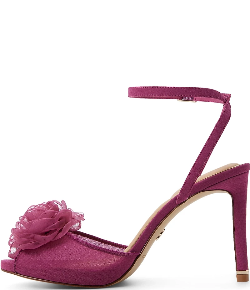 Ted Baker London Liv Mesh Floral Ornamented Ankle Strap Peep Toe Dress Pumps