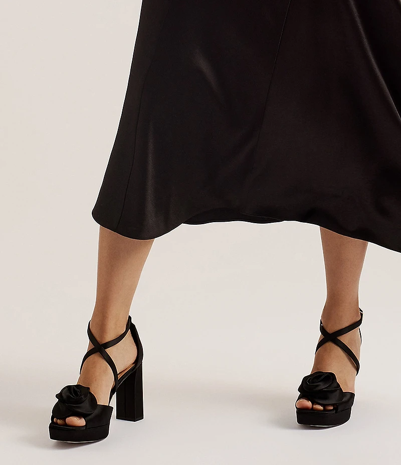 Ted Baker London Maddy Satin Rose Ornamented Dress Sandals