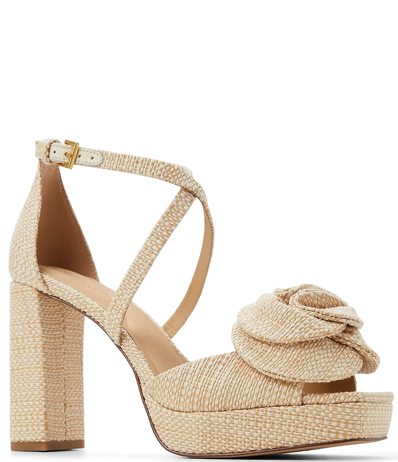 Ted Baker London Maddy Rose Woven Flower Platform Block Heel Dress Sandals