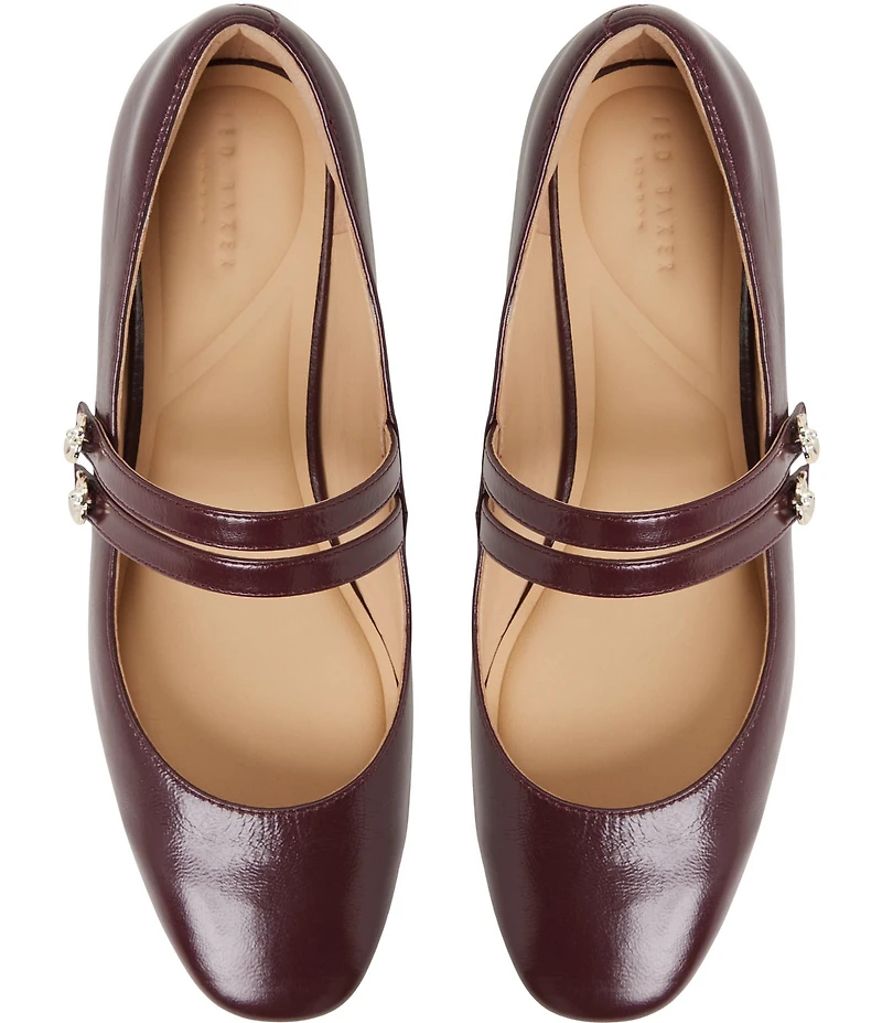 Ted Baker London Maryam Leather Floral Ornament Mary Jane Dress Flats