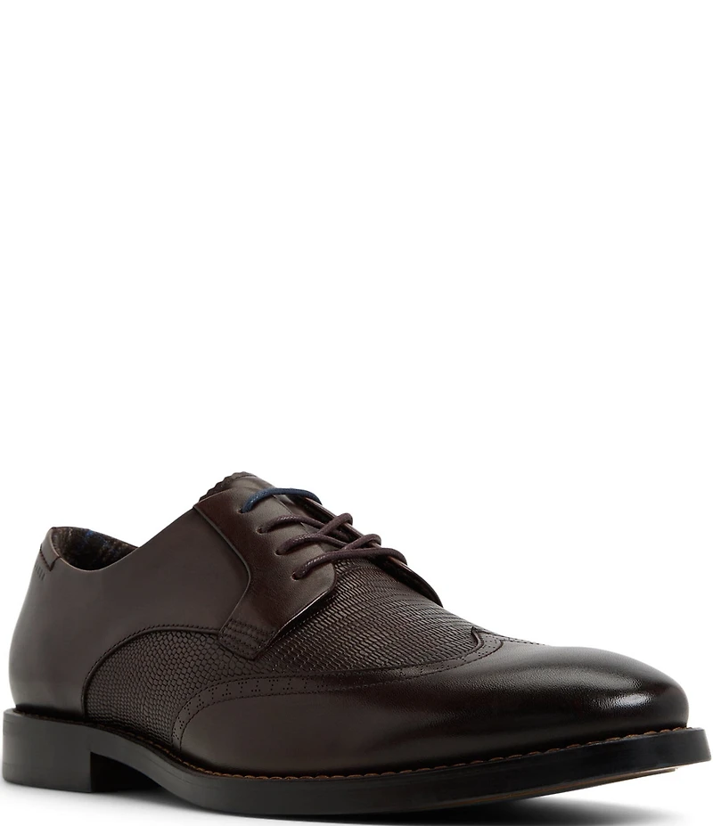 Ted Baker London Men's Hackney Lizard Embossed Leather Brogue Wingtip Dress Derby Oxfords