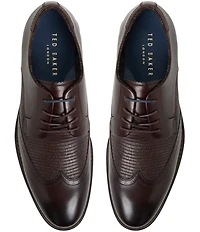 Ted Baker London Men's Hackney Lizard Embossed Leather Brogue Wingtip Dress Derby Oxfords