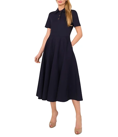 Ted Baker London Polo Point Collar Short Sleeve A-Line Dress