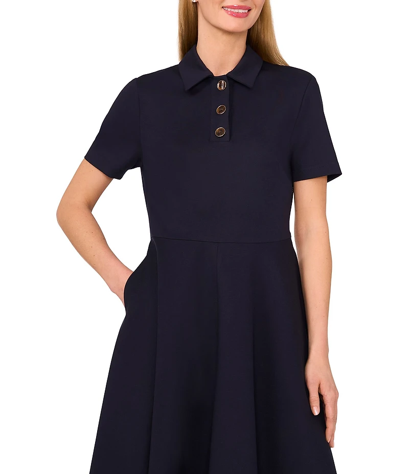 Ted Baker London Polo Point Collar Short Sleeve A-Line Dress