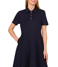 Ted Baker London Polo Point Collar Short Sleeve A-Line Dress