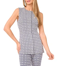 Ted Baker London Printed Coordinating Crepe Round Neck Sleeveless Tunic