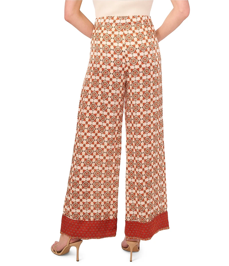 Ted Baker London Printed Satin Elastic Waist Wide Leg Pants