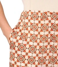 Ted Baker London Printed Satin Elastic Waist Wide Leg Pants