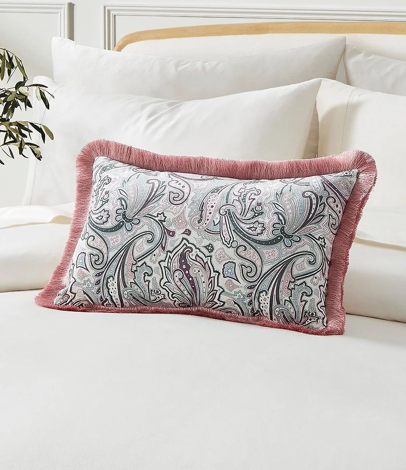 Ted Baker London Retro Paisley Fringe Printed Velvet Decorative Pillow