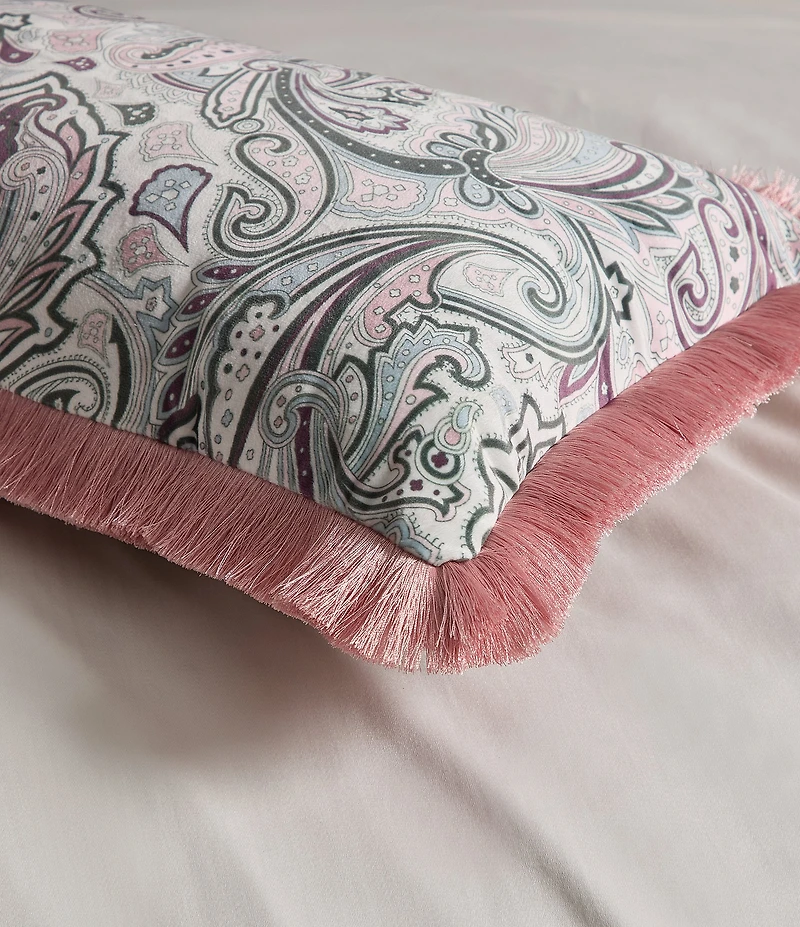 Ted Baker London Retro Paisley Fringe Printed Velvet Decorative Pillow
