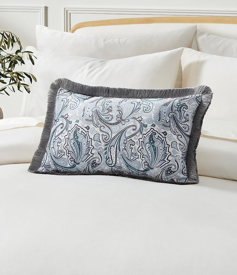 Ted Baker London Retro Paisley Fringe Printed Velvet Decorative Pillow