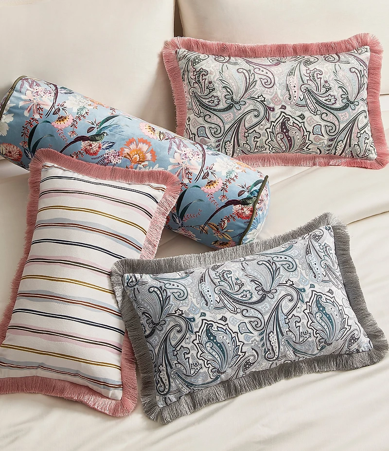 Ted Baker London Retro Paisley Fringe Printed Velvet Decorative Pillow