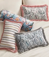 Ted Baker London Retro Paisley Fringe Printed Velvet Decorative Pillow