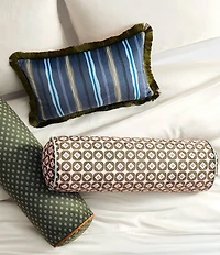 Ted Baker London Retro Printed Velvet Bolster Decorative Pillow