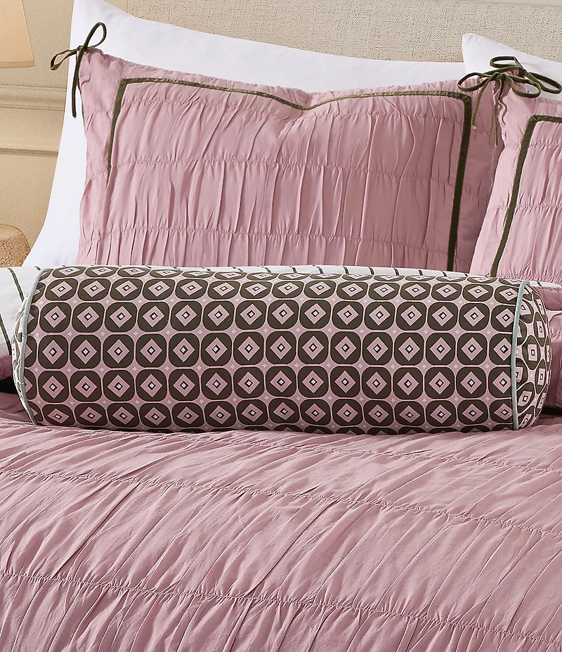 Ted Baker London Retro Printed Velvet Bolster Decorative Pillow