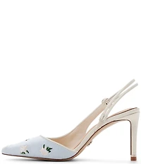 Ted Baker London Sadie Floral Embroidered Denim Pearl Ornament Slingback Pumps