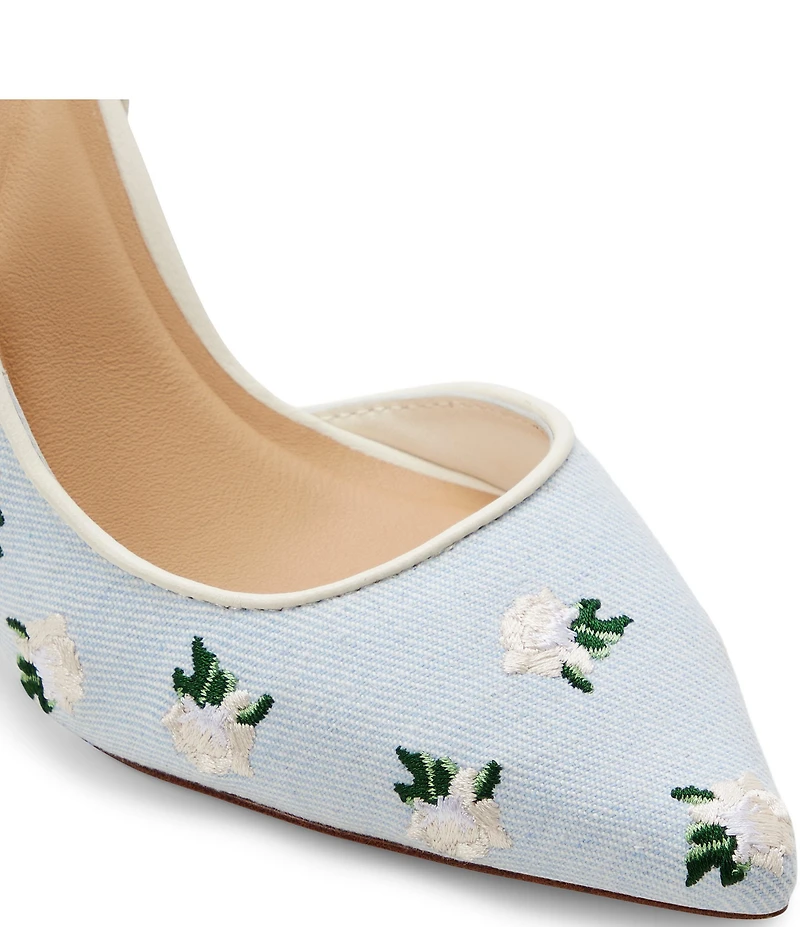 Ted Baker London Sadie Floral Embroidered Denim Pearl Ornament Slingback Pumps