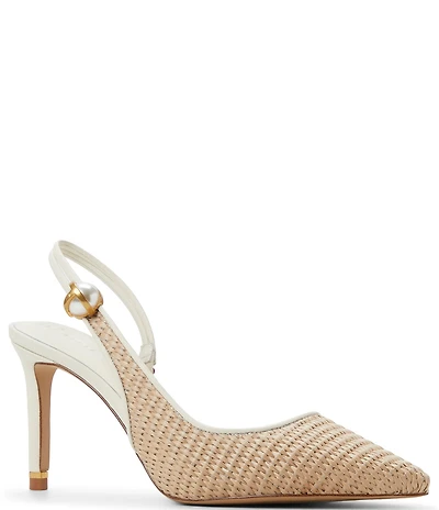 Ted Baker London Sadie Woven Raffia Pearl Ornament Detail Slingback Pumps