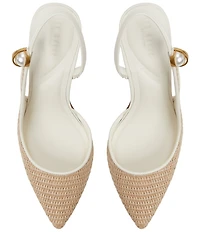 Ted Baker London Sadie Woven Raffia Pearl Ornament Detail Slingback Pumps