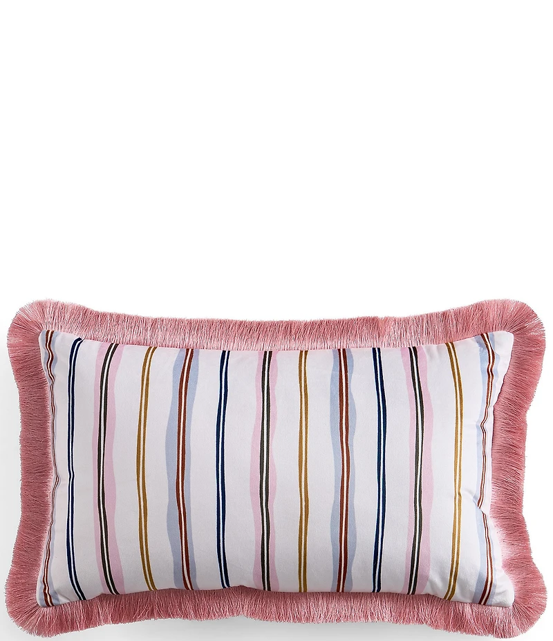 Ted Baker London Scallop Stripe Velvet Fringe Decorative Accent Pillow
