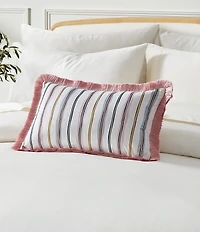 Ted Baker London Scallop Stripe Velvet Fringe Decorative Accent Pillow