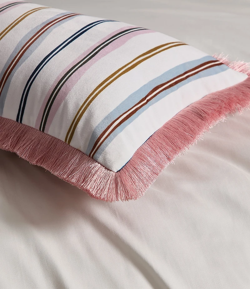 Ted Baker London Scallop Stripe Velvet Fringe Decorative Accent Pillow