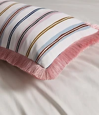 Ted Baker London Scallop Stripe Velvet Fringe Decorative Accent Pillow