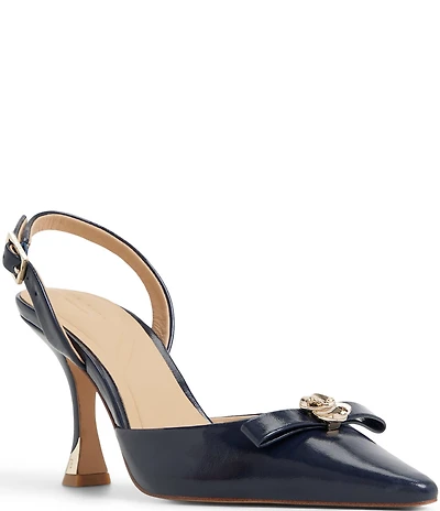 Ted Baker London Sienna Leather Rose Ornament Bow Slingback Pumps