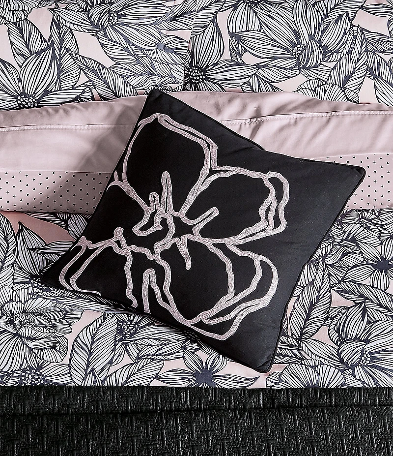 Ted Baker London Vietnam Collection Oversized Signature Magnolia Embroidered Cotton Square Pillow