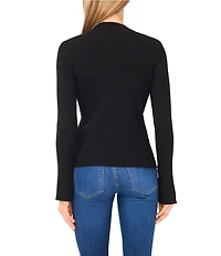 Ted Baker London Wool Blend Ribbed Knit Mock Neck Long Split Sleeve Top