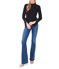 Ted Baker London Wool Blend Ribbed Knit Mock Neck Long Split Sleeve Top